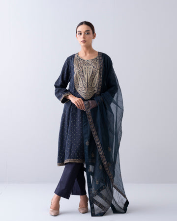 Relaxed Fit Embellished One Piece Lawn Kurti